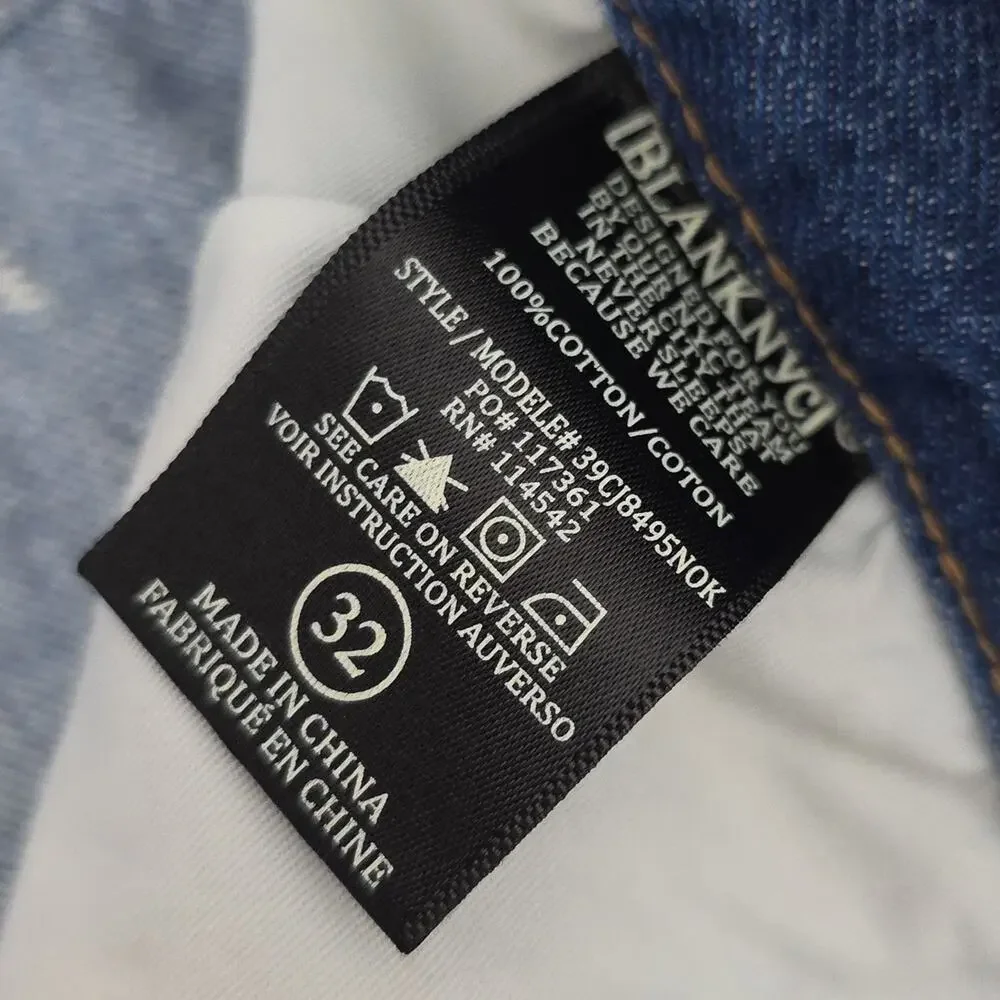 Blank NYC The Barrow Distressed High Waisted Cut Off Denim Shorts Blue Wash 32